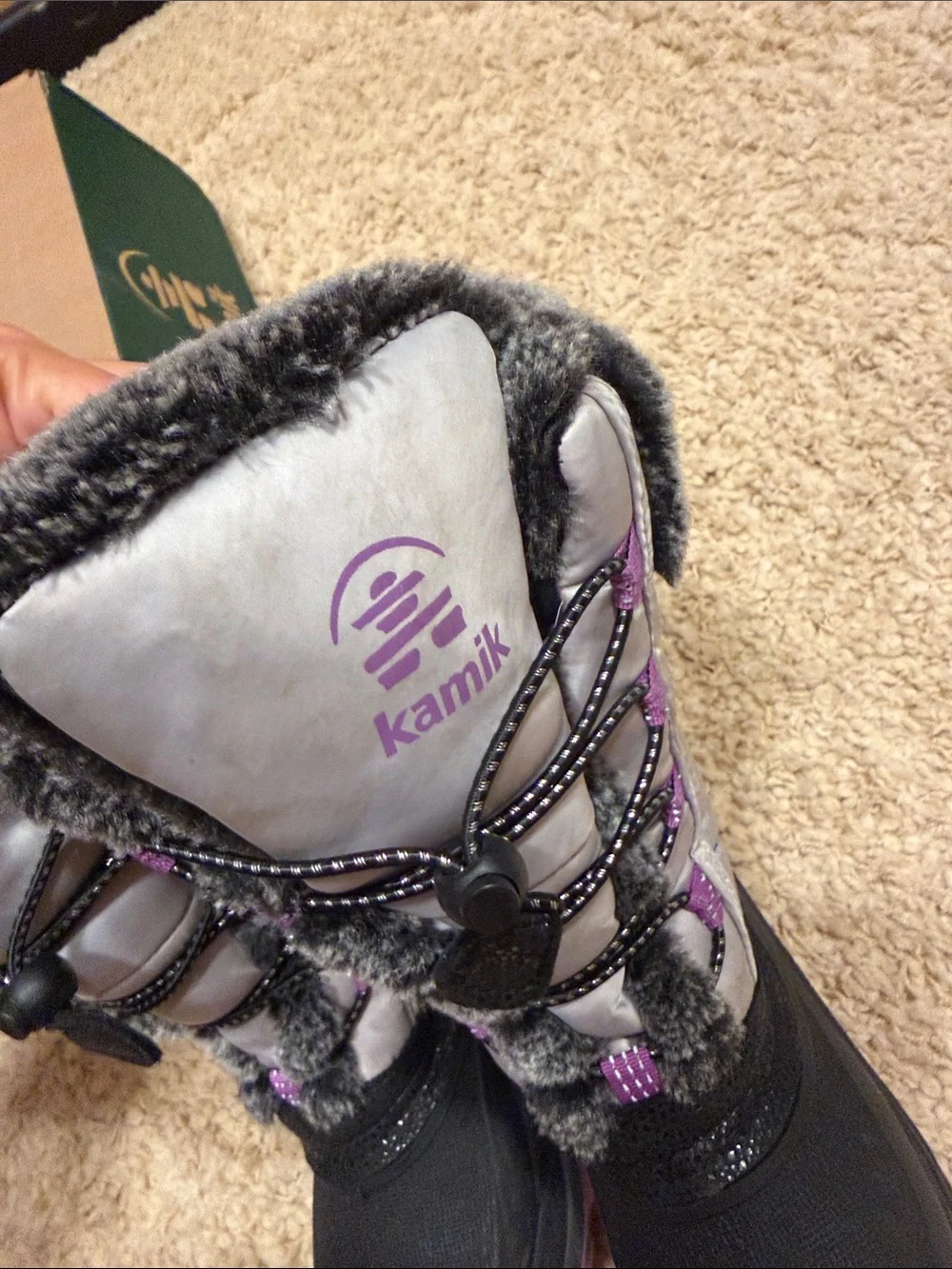 Kamik Kids Black Gray and Purple Winter Snow Boots
